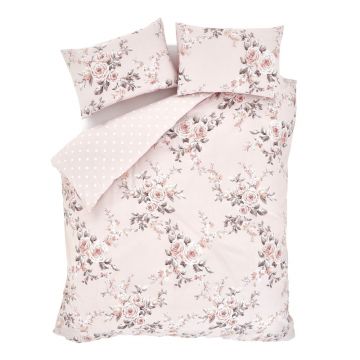Lenjerie de pat roz pentru pat dublu/extinsă 260x220 cm Canterbury Floral – Catherine Lansfield