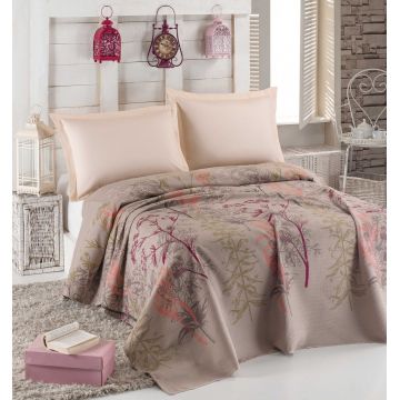 Cuvertura de pat dubla, Eponj Home, Urla Beige, 200x235 cm, 100% bumbac, multicolor