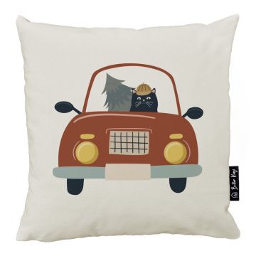 Față de pernă 45x45 cm cu model de Crăciun Cat Driver – Butter Kings