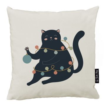 Față de pernă 45x45 cm cu model de Crăciun Festive Cat – Butter Kings