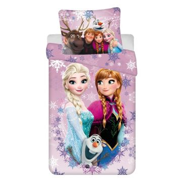 Lenjerie de pat pentru copii din bumbac pentru pat de o persoană 140x200 cm Frozen – Jerry Fabrics