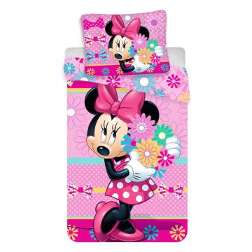 Lenjerie de pat pentru copii din bumbac pentru pat de o persoană 140x200 cm Minnie – Jerry Fabrics