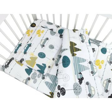 Lenjerie patut cu 3 piese MimiNu 120x60 cm din bumbac Childrens Journey Grey