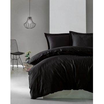 Set Lenjerie de pat Black Night, Satin premium, 200 x 220