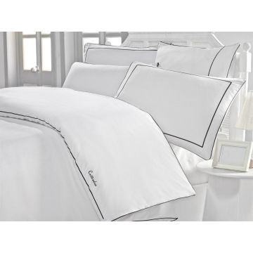 Set Lenjerie de pat double din Satin, Alb, 220 x 200 cm,100% Bumbac Akfil