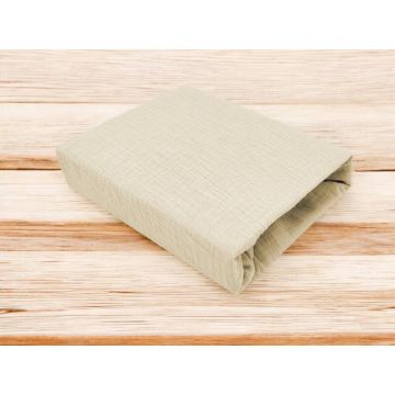 Cearceaf cu elastic MimiNu pentru patut 120x60 cm din bumbac Warm beige