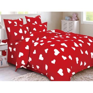 Lenjerie cu elastic 180x200 cm, Love Heart 6 Piese (Cocolino)