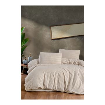 Lenjerie de pat crem pentru pat dublu/extinsă cu cearceaf inclus/cu 4 piese 200x220 cm – Mila Home