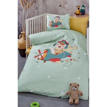 Lenjerie de pat pentru copii din bumbac pentru pătuț cu cearceaf inclus/cu 4 piese 100x150 cm Pilot – Mila Home