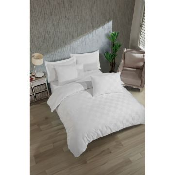 Lenjerie de pat albă din damasc pentru pat dublu 200x200 cm Kareli – Mijolnir