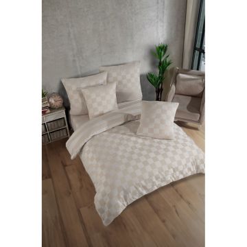 Lenjerie de pat bej din damasc pentru pat dublu 200x200 cm Kareli – Mijolnir