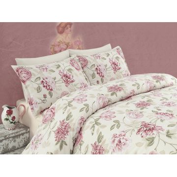 Lenjerie de pat dubla king size, Eponj Home, Care 143EPJ51239, 3 piese, amestec bumbac, multicolor