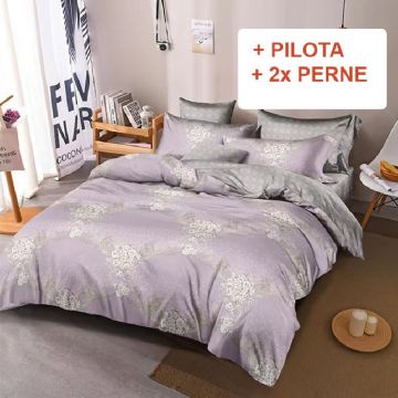 Pachet Lenjerie cu Elastic 180x200 cm + Pilota + Perne Delato (Finet)