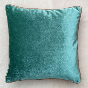 Husa de perna, Azury Velvet Pillow Cover, 43x43 cm, Polipropilena, Verde mare / Gri deschis