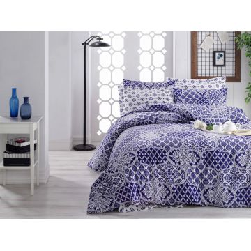 Lenjerie de pat dubla, Donjette - Dark Blue, Pearl Home, Bumbac Ranforce