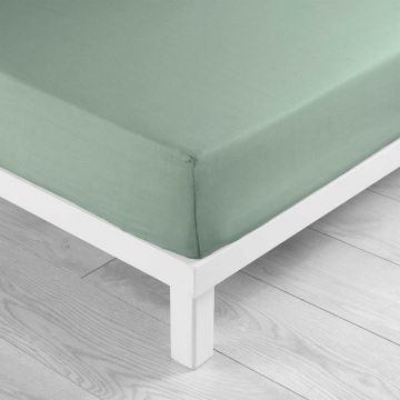 Cearceaf verde deschis din bumbac cu elastic 140x200 cm Lina – douceur d'intérieur