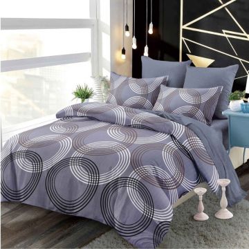 Lenjerie cu Elastic 180x200 cm, Grey Circle 6 Piese (Finet)