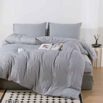 Lenjerie cu elastic 180x200cm, Creponata, Chrissie V9 Light Grey (Finet)