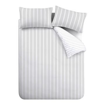 Lenjerie de pat gri din bumbac pentru pat dublu 200x200 cm Ashford Stripe – Bianca