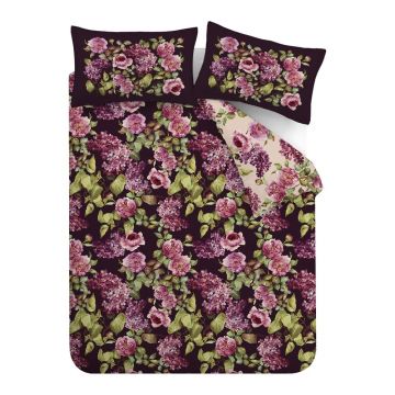 Lenjerie de pat mov din bumbac pentru pat dublu 200x200 cm Pia Floral – RHS