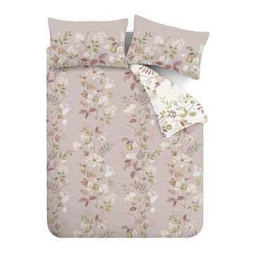 Lenjerie de pat roz din bumbac pentru pat de o persoană 135x200 cm Francesca Floral – Bianca