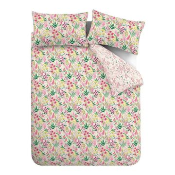 Lenjerie de pat roz pentru pat dublu/extinsă 230x220 cm Tilly Floral – Catherine Lansfield