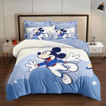 Lenjerie pat dublu finet 6 piese, cu Mickey Mouse