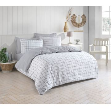 Lenjerie de pat dubla, Artus - Grey, Eponj Home, 65% bumbac/35% poliester Lenjerie de pat dubla, Artus - Grey, Eponj Home, 65% bumbac/35% poliester