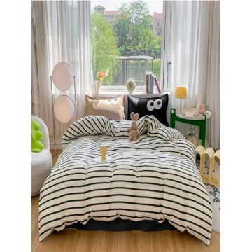 Lenjerie de pat dubla, Funny - Black, Brown, Eponj Home, 65% bumbac/35% poliester Lenjerie de pat dubla, Funny - Black, Brown, Eponj Home, 65% bumbac/35% poliester