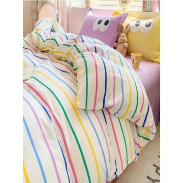 Lenjerie de pat dubla, Funny - Yellow, Lilac, Eponj Home, 65% bumbac/35% poliester Lenjerie de pat dubla, Funny - Yellow, Lilac, Eponj Home, 65% bumbac/35% poliester