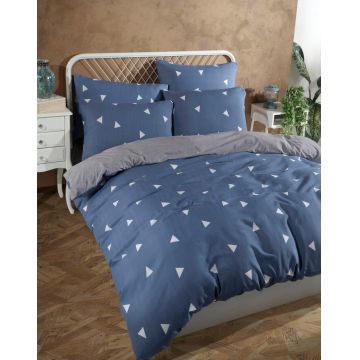 Lenjerie de pat dubla, Geometirk - Blue, Eponj Home, 65% bumbac/35% poliester Lenjerie de pat dubla, Geometirk - Blue, Eponj Home, 65% bumbac/35% poliester