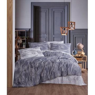 Lenjerie de pat dubla, Lara - Grey, Pearl Home, 50% bumbac / 50% poliester Lenjerie de pat dubla, Lara - Grey, Pearl Home, 50% bumbac / 50% poliester
