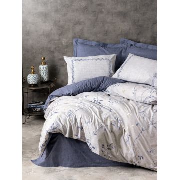 Lenjerie de pat dubla, Nitsa - Dark Blue, Cotton Box, Bumbac Ranforce Lenjerie de pat dubla, Nitsa - Dark Blue, Cotton Box, Bumbac Ranforce