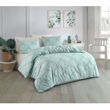 Lenjerie de pat dubla, Post - Water Green, Eponj Home, 65% bumbac/35% poliester Lenjerie de pat dubla, Post - Water Green, Eponj Home, 65% bumbac/35% poliester