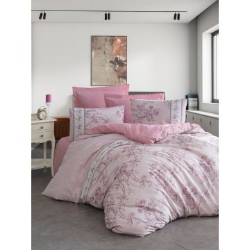 Lenjerie de pat dubla, Roza - Pink, EnLora Home, 65% bumbac/35% poliester Lenjerie de pat dubla, Roza - Pink, EnLora Home, 65% bumbac/35% poliester