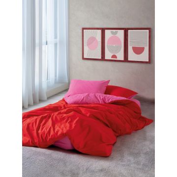 Lenjerie de pat dubla, Sage - Red, Fuchsia, Cozy Home, Bumbac Ranforce Lenjerie de pat dubla, Sage - Red, Fuchsia, Cozy Home, Bumbac Ranforce
