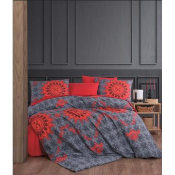 Lenjerie de pat dubla, Saltanat - Red, Pearl Home, 50% bumbac / 50% poliester Lenjerie de pat dubla, Saltanat - Red, Pearl Home, 50% bumbac / 50% poliester