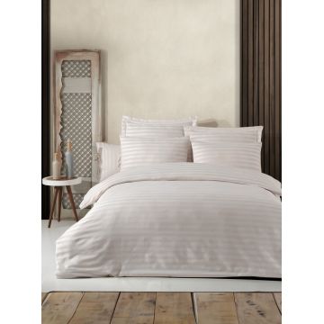 Lenjerie de pat dubla, Water Yollu Saten - Beige, EnLora Home, Bumbac;Poliester Lenjerie de pat dubla, Water Yollu Saten - Beige, EnLora Home, Bumbac;Poliester