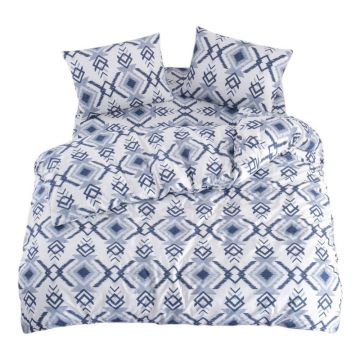 Lenjerie de pat albă-albastră pentru pat dublu, extinsă cu cearceaf inclus, cu 4 piese 200x220 cm Geometric – Mila Home Lenjerie de pat albă-albastră pentru pat dublu, extinsă cu cearceaf inclus, cu 4 piese 200x220 cm Geometric – Mila Home