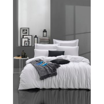 Lenjerie de pat dubla, Fresh Color - White, EnLora Home, Bumbac Ranforce Lenjerie de pat dubla, Fresh Color - White, EnLora Home, Bumbac Ranforce