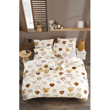 Lenjerie de pat dubla, Teddy Bear Heart Fitted, Tabu Home, 65% bumbac/35% poliester Lenjerie de pat dubla, Teddy Bear Heart Fitted, Tabu Home, 65% bumbac/35% poliester