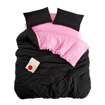 Lenjerie de pat neagră-roz pentru pat dublu, extinsă cu cearceaf inclus, cu 4 piese 200x220 cm Classic – Mila Home Lenjerie de pat neagră-roz pentru pat dublu, extinsă cu cearceaf inclus, cu 4 piese 200x220 cm Classic – Mila Home