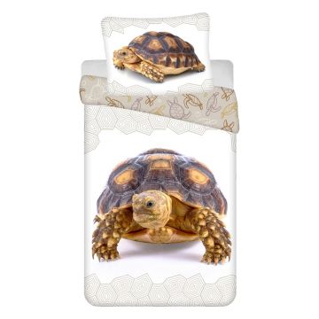 Lenjerie de pat pentru copii albă-maro din bumbac pentru pat de o persoană 140x200 cm Tortoise – Jerry Fabrics Lenjerie de pat pentru copii albă-maro din bumbac pentru pat de o persoană 140x200 cm Tortoise – Jerry Fabrics