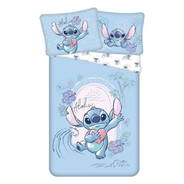 Lenjerie de pat pentru copii albastră din bumbac pentru pat de o persoană 140x200 cm Lilo and Stitch Lenjerie de pat pentru copii albastră din bumbac pentru pat de o persoană 140x200 cm Lilo and Stitch