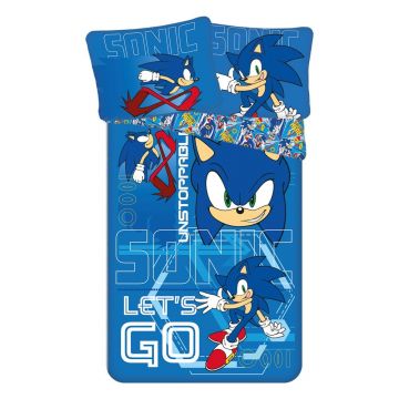 Lenjerie de pat pentru copii albastră din bumbac pentru pat de o persoană 140x200 cm Sonic Lenjerie de pat pentru copii albastră din bumbac pentru pat de o persoană 140x200 cm Sonic