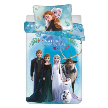 Lenjerie de pat pentru copii albastră din bumbac pentru pătuț 100x135 cm Frozen Lenjerie de pat pentru copii albastră din bumbac pentru pătuț 100x135 cm Frozen