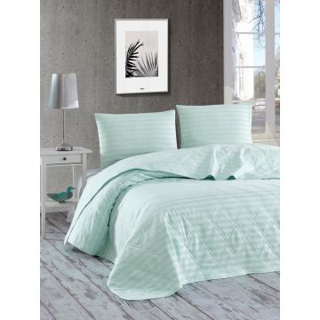Cuvertura matlasata dubla, Water Yollu Saten - Mint, EnLora Home, 70% bumbac / 30% poliester Cuvertura matlasata dubla, Water Yollu Saten - Mint, EnLora Home, 70% bumbac / 30% poliester