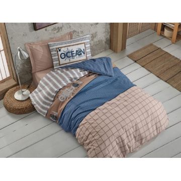 Lenjerie Copii cu elastic, Ocean Albastru (Bumbac 100%) Lenjerie Copii cu elastic, Ocean Albastru (Bumbac 100%)