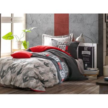 Lenjerie Copii cu elastic, Rock Rosu (Bumbac 100%) Lenjerie Copii cu elastic, Rock Rosu (Bumbac 100%)