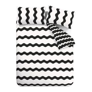 Lenjerie de pat alb-negru pentru pat dublu 200x200 cm Waves – Sassy B Lenjerie de pat alb-negru pentru pat dublu 200x200 cm Waves – Sassy B